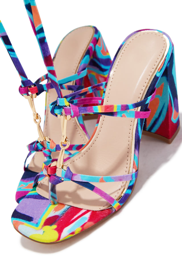 Load image into Gallery viewer, VIP Strut Lace Up Chunky Heels - Multi