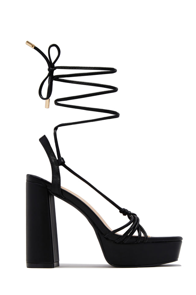 Load image into Gallery viewer, London Lace Up Platform Heels - Black