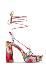 Load image into Gallery viewer, London Lace Up Platform Heels - Multi Print