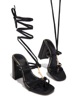 Load image into Gallery viewer, VIP Strut Lace Up Chunky Heels - Black