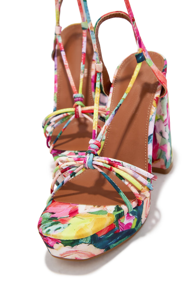 Load image into Gallery viewer, London Lace Up Platform Heels - Multi Print
