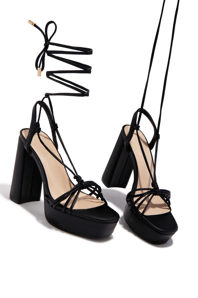 Load image into Gallery viewer, London Lace Up Platform Heels - Black