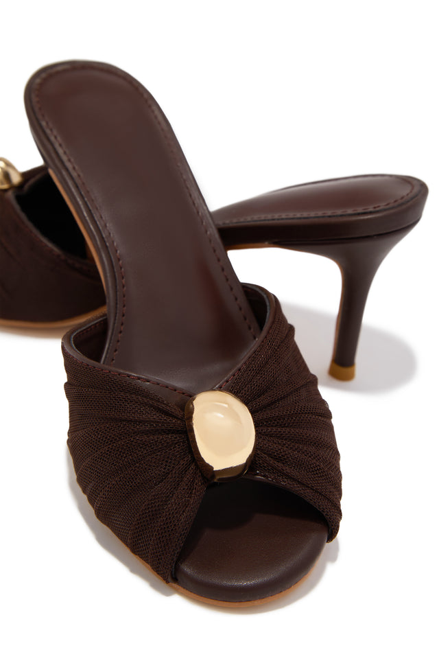 Load image into Gallery viewer, Olivia Peep Toe Single Sole Heels - Brown