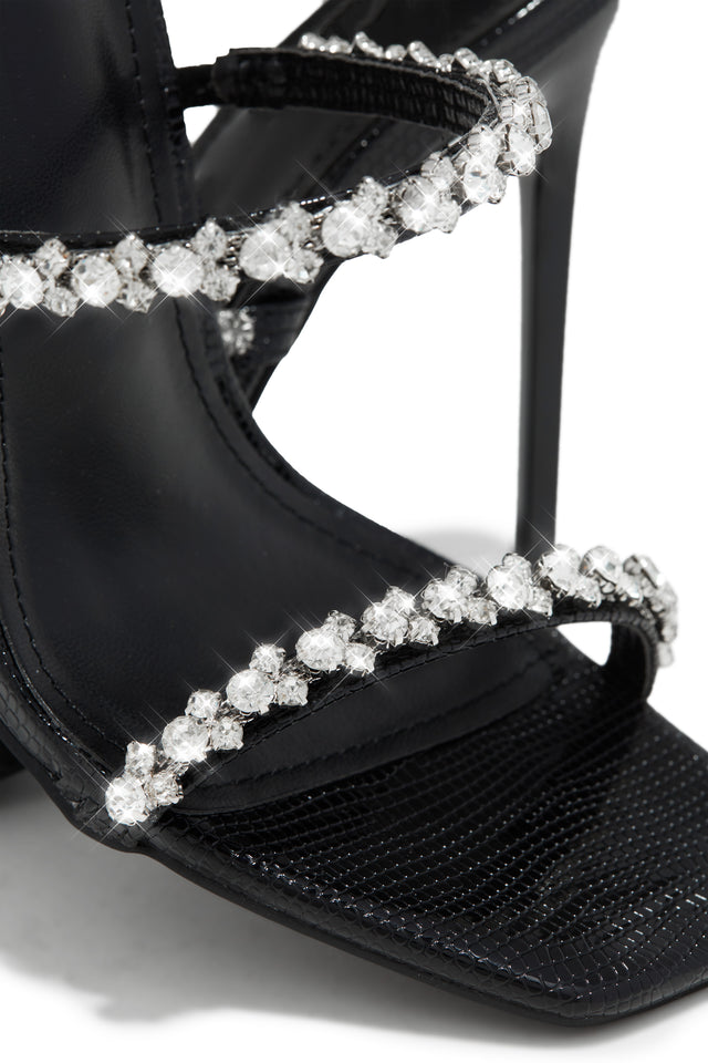 Load image into Gallery viewer, Black High Heel Embellished Mules