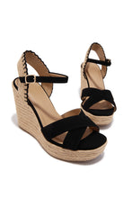 Load image into Gallery viewer, Sol Caliente Espadrille Wedges - Black