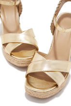 Load image into Gallery viewer, Sol Caliente Espadrille Wedges - Gold