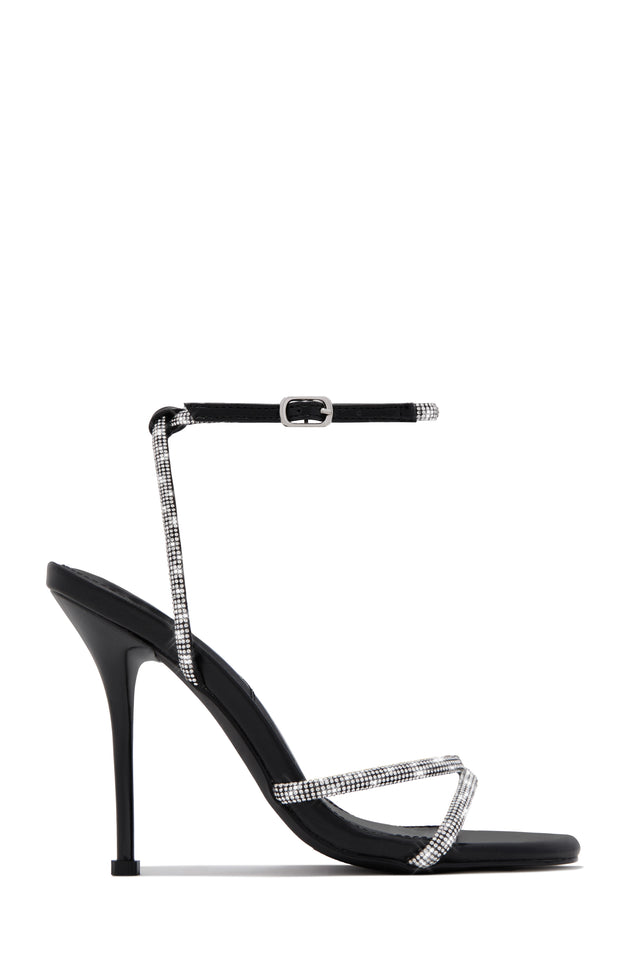 Load image into Gallery viewer, Luxury Rhinestone Strappy Stiletto Heels - Black