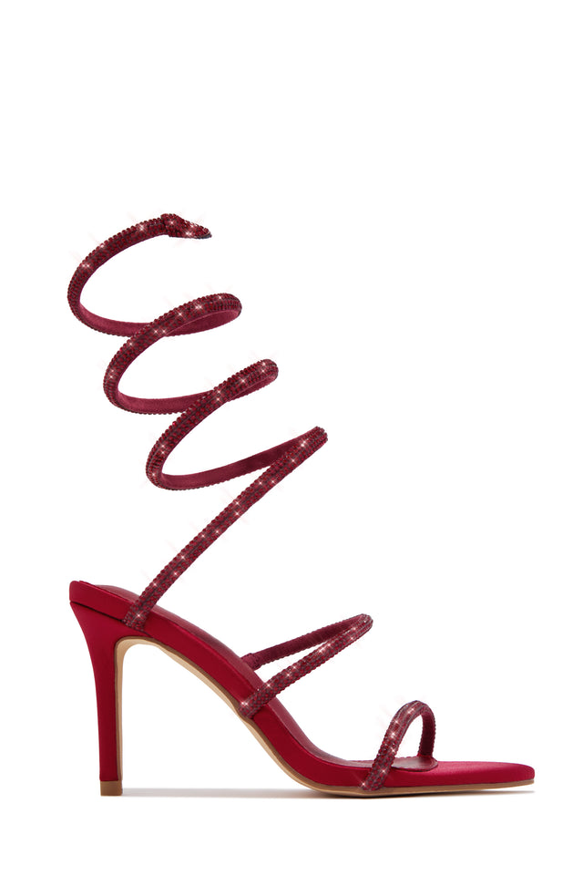 Load image into Gallery viewer, Sushmita Embellished Around The Ankle Coil Heels - Wine