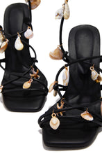 Load image into Gallery viewer, Isla Shell Charm Strappy Heels - Black