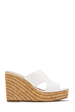 Load image into Gallery viewer, Bella Raffia Platform Wedges - White