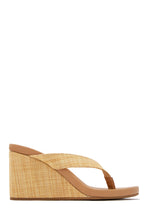 Load image into Gallery viewer, Veronica Raffia Slip On Thong Wedges - Natural
