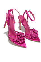 Load image into Gallery viewer, Rose Embellished Rose High Heels - Pink