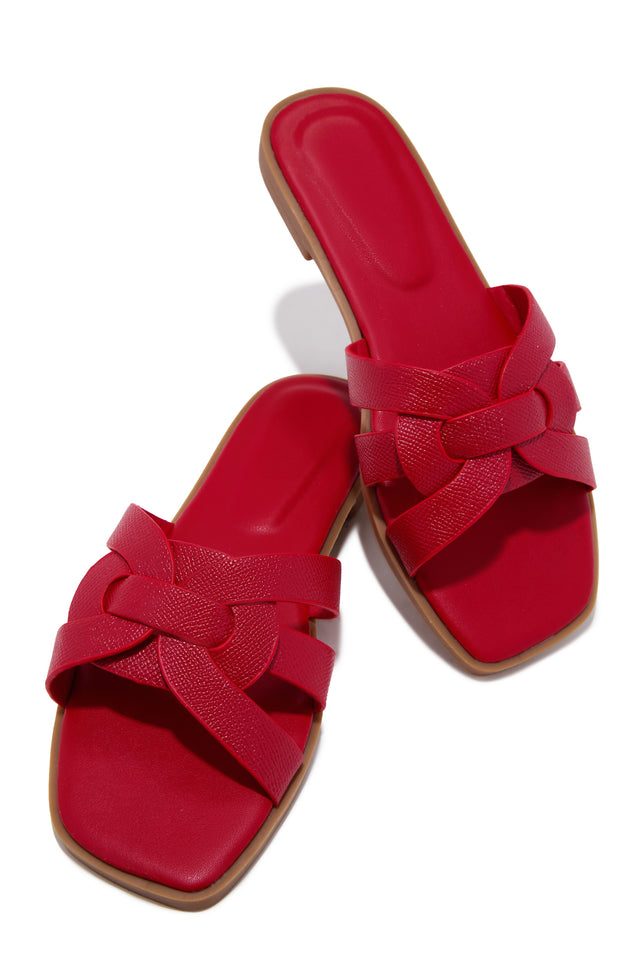 Load image into Gallery viewer, Arely Flat Slip On Sandals - Red
