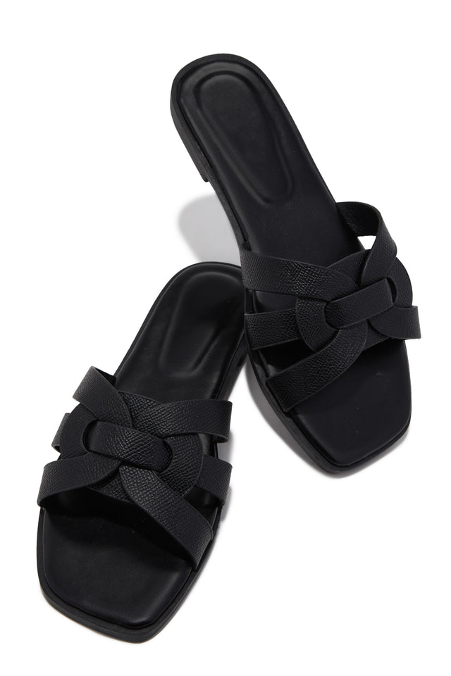 Load image into Gallery viewer, Arely Flat Slip On Sandals - Black