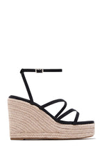 Load image into Gallery viewer, Lorena Strappy Espadrille Wedges - Black