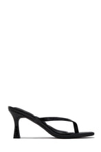 Load image into Gallery viewer, Angelie Mid Heel Thong Mules - Black Croc