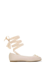 Load image into Gallery viewer, Arianna Bow Ankle Wrap Ballet Flats - Nude