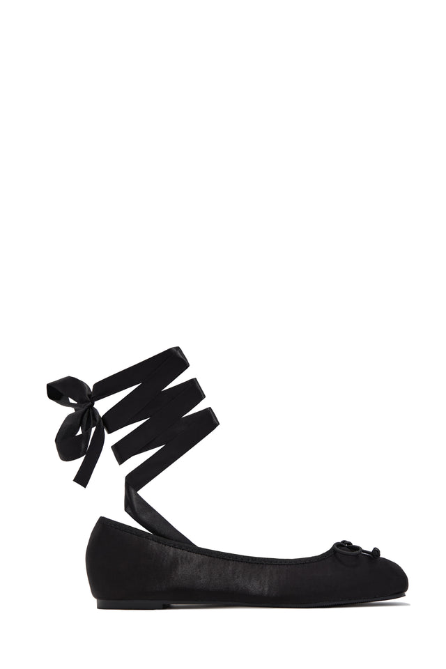 Load image into Gallery viewer, Arianna Bow Ankle Wrap Ballet Flats - Black