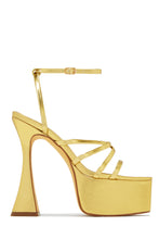 Load image into Gallery viewer, Gold Tone Platform High Heel