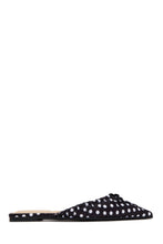 Load image into Gallery viewer, Darla Ruched Pointed Toe Flat Mules - Black Polka Dot