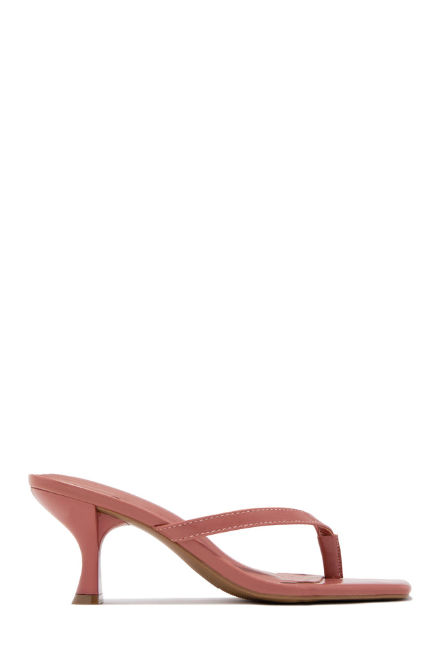 Load image into Gallery viewer, Angie Square Toe Thong Heel Mules - Dusty Rose