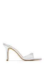 Load image into Gallery viewer, Silver Tone High Heel Mules