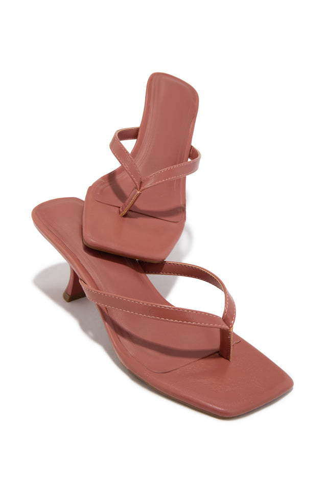 Load image into Gallery viewer, Angie Square Toe Thong Heel Mules - Dusty Rose