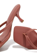 Load image into Gallery viewer, Angie Square Toe Thong Heel Mules - Dusty Rose