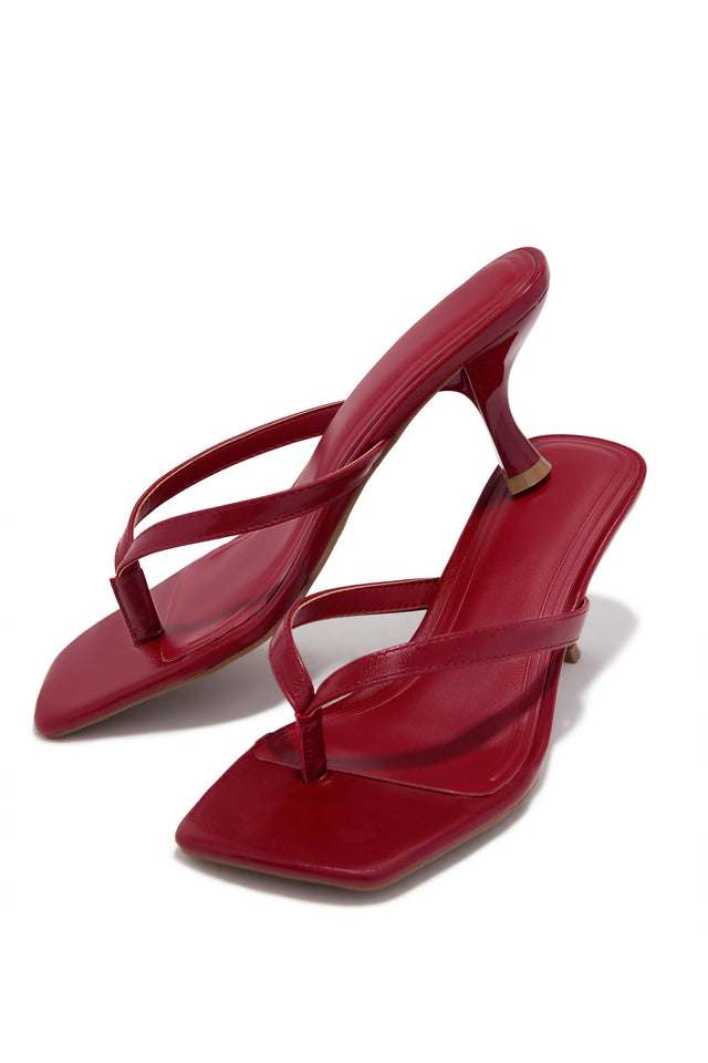 Load image into Gallery viewer, Angie Square Toe Thong Heel Mules - Red