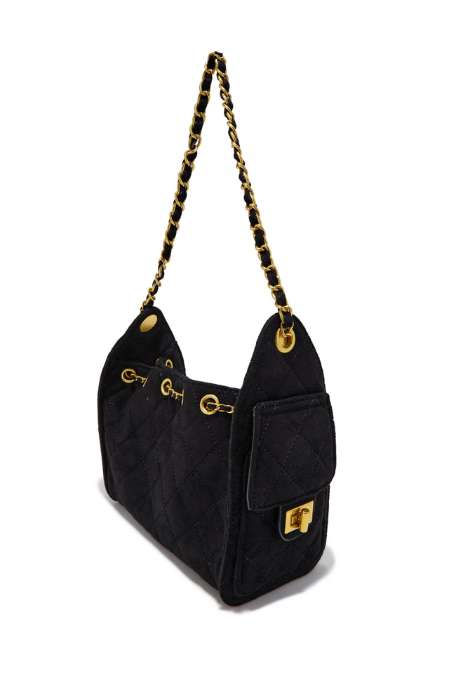 Load image into Gallery viewer, Shantel Quilted Chain Shoulder Bag - Black