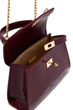 Load image into Gallery viewer, Vivian Croc Embossed Top Handle Crossbody Bag - Wine