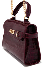 Load image into Gallery viewer, Vivian Croc Embossed Top Handle Crossbody Bag - Wine