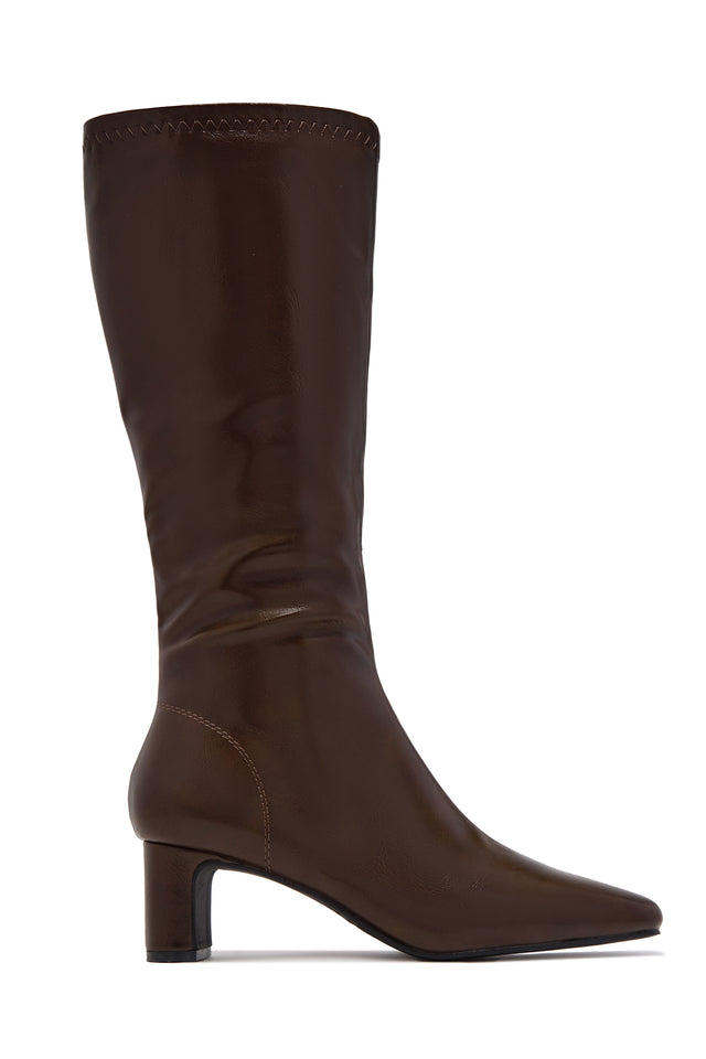 Load image into Gallery viewer, Lisa Knee High Block Heel Boots - Brown