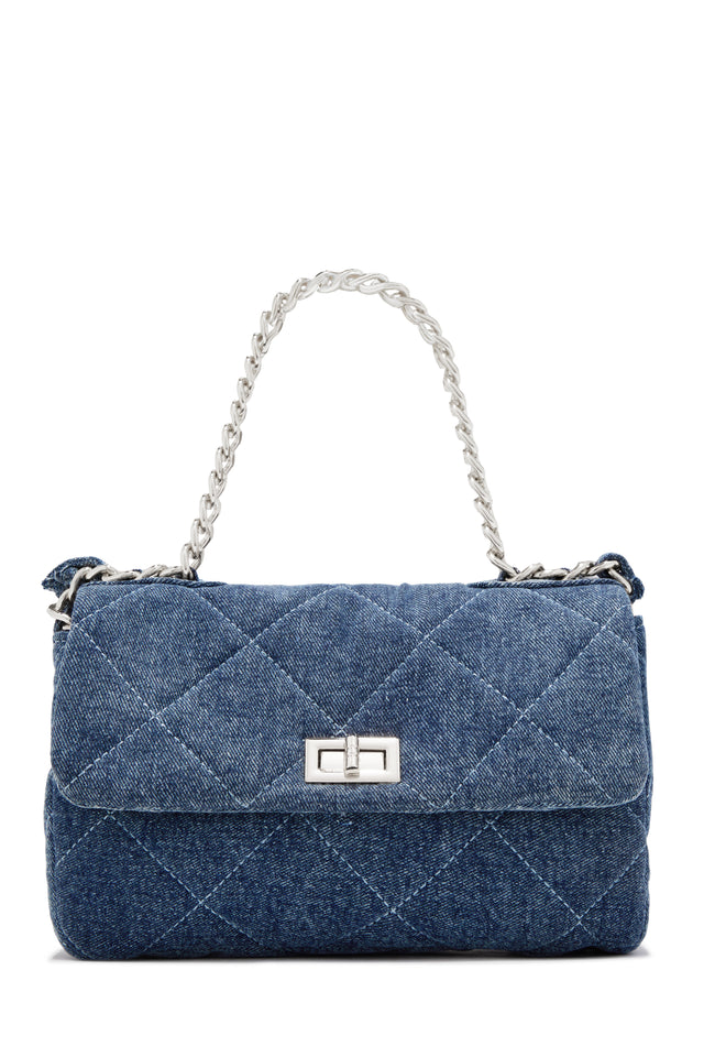 Load image into Gallery viewer, Britney Quilted Denim Crossbody Bag - Denim Silver