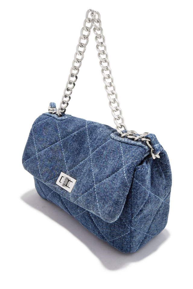 Load image into Gallery viewer, Britney Quilted Denim Crossbody Bag - Denim Silver