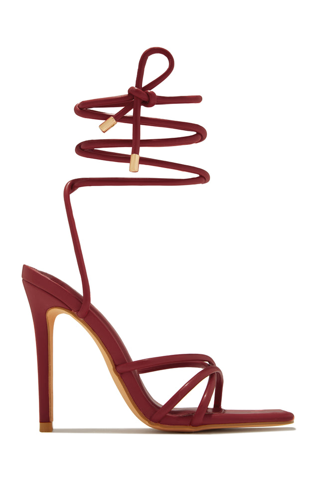Load image into Gallery viewer, Holly Lace Up Strappy Heels - Wine