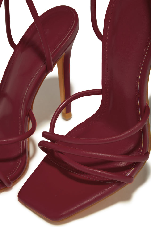 Load image into Gallery viewer, Holly Lace Up Strappy Heels - Wine