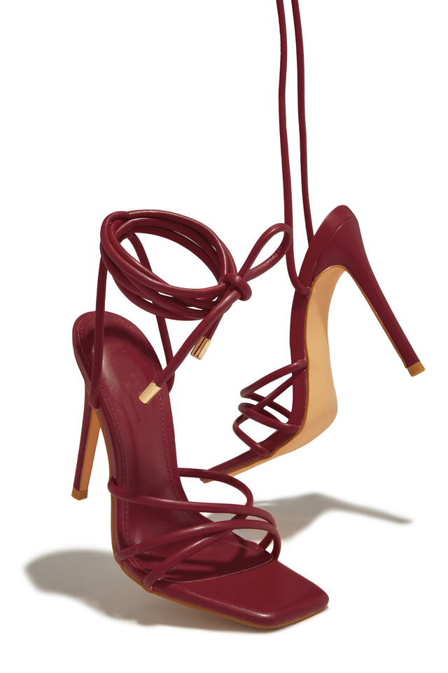 Load image into Gallery viewer, Holly Lace Up Strappy Heels - Wine