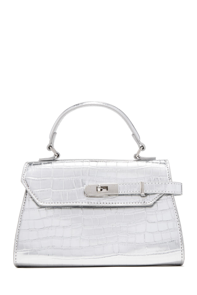 Load image into Gallery viewer, Vivian Croc Embossed Top Handle Crossbody Bag - Silver