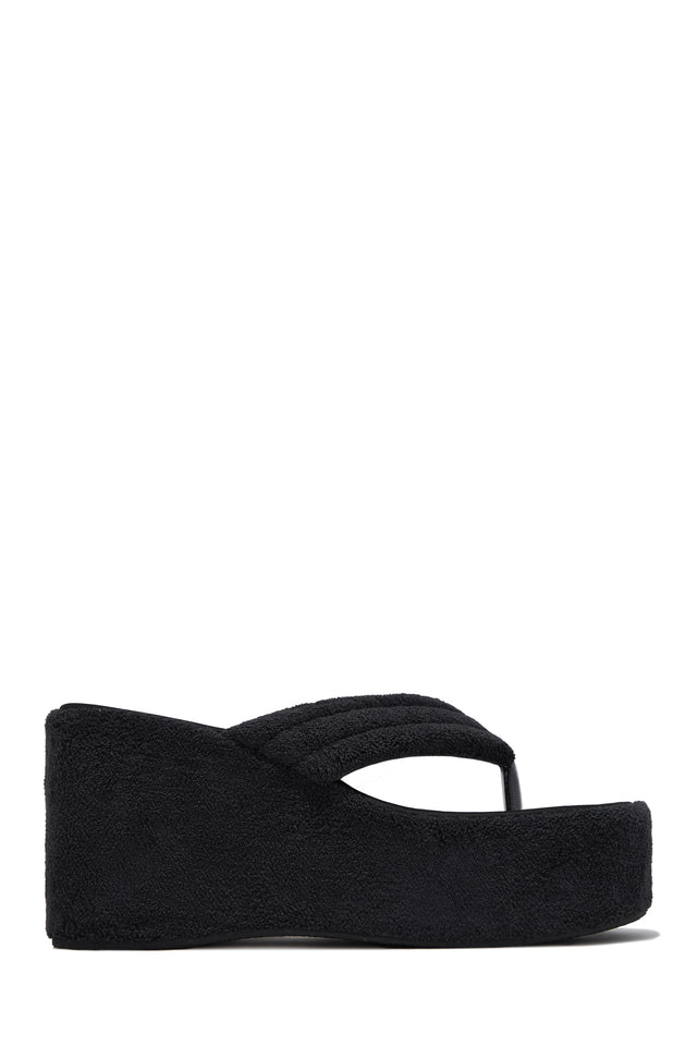 Load image into Gallery viewer, Jazzy Platform Thong Sandals - Black