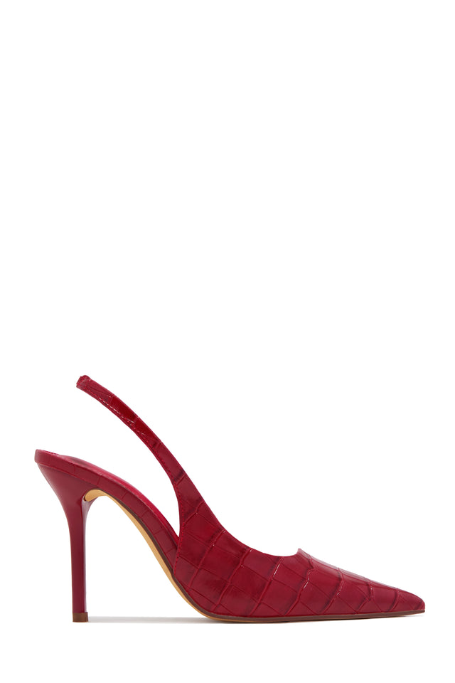 Load image into Gallery viewer, Raven Croc Slingback Heels - Red