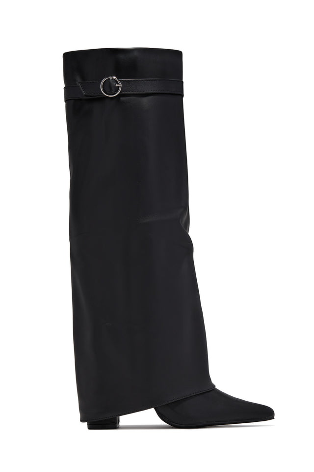 Load image into Gallery viewer, Makayla Knee High Block Heel Shark Boots - Black
