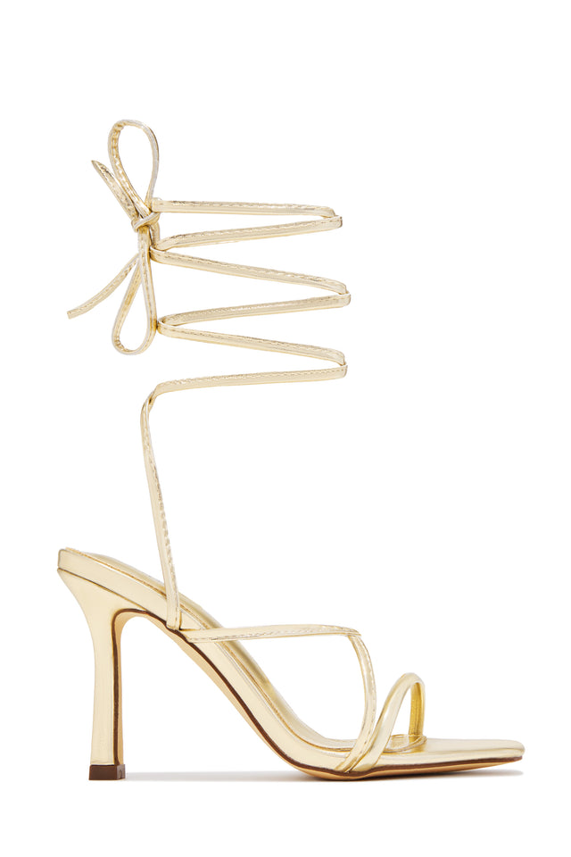 Load image into Gallery viewer, Talia Lace Up Strappy Heels - Gold