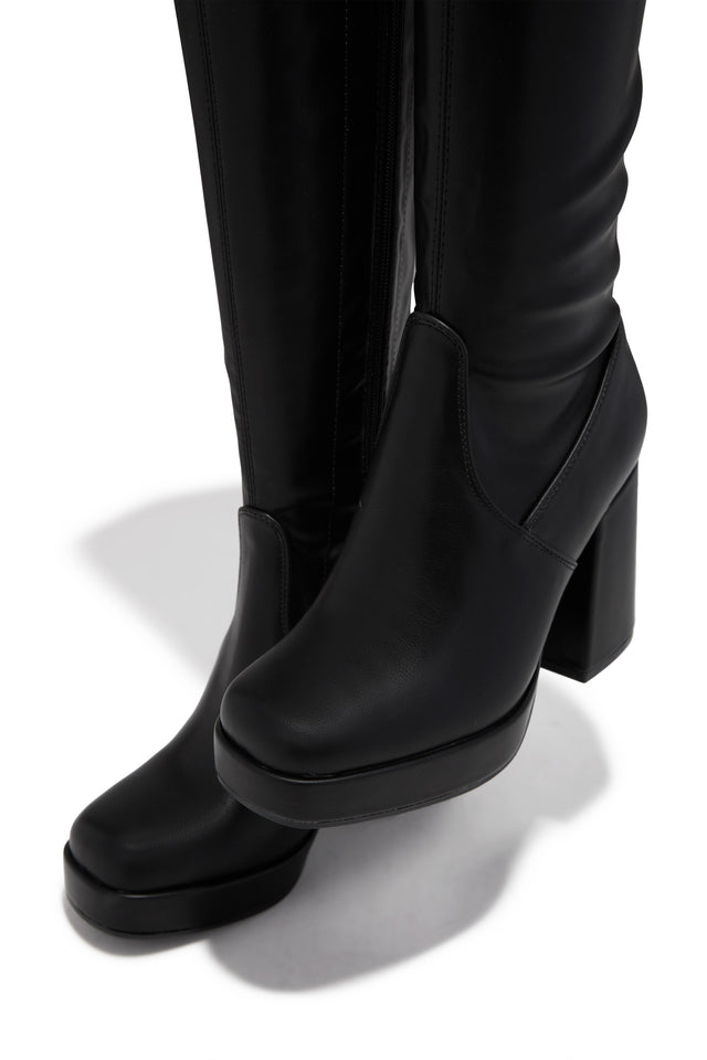 Load image into Gallery viewer, Ayanna Over The Knee Block Heel Boots - Black