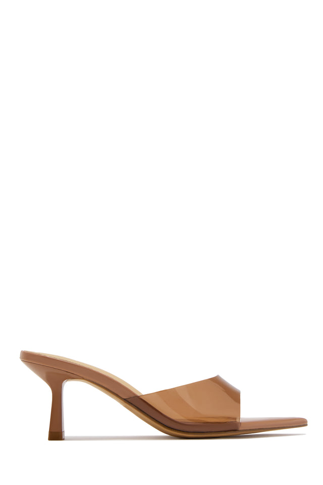 Load image into Gallery viewer, Kristie Clear Slip On Mid Heel Mules - Tan