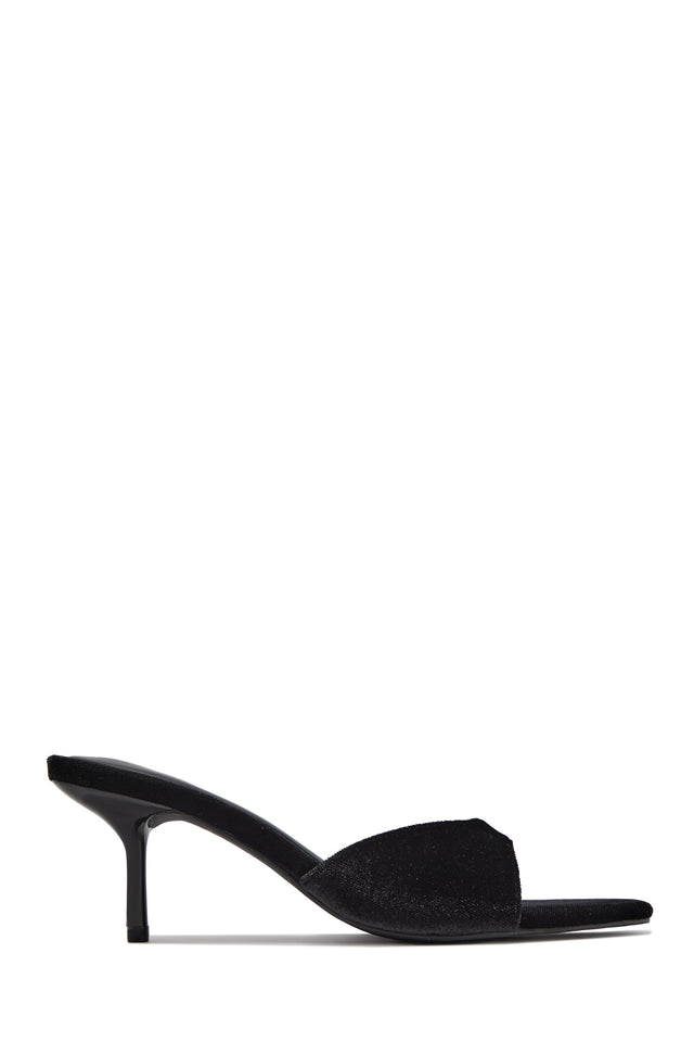 Load image into Gallery viewer, Heather Velvet Mid Heel Mules - Black