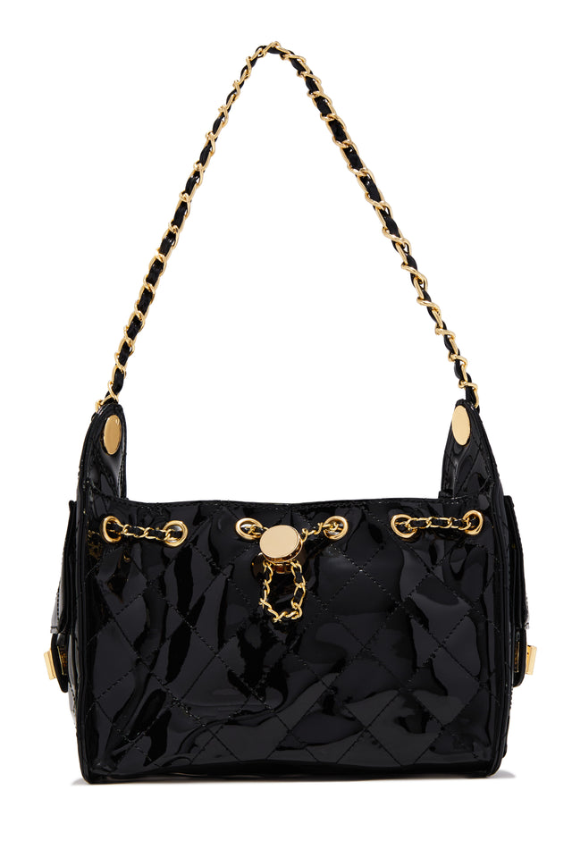 Load image into Gallery viewer, Shantel Quilted Patent Shoulder Bag - Black