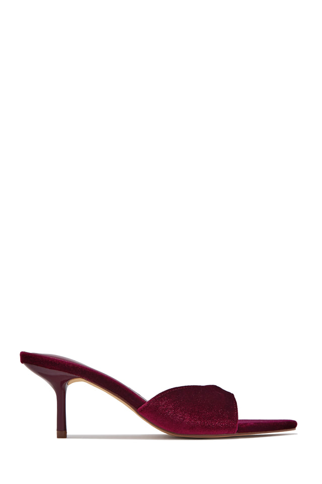 Load image into Gallery viewer, Heather Velvet Mid Heel Mules - Wine