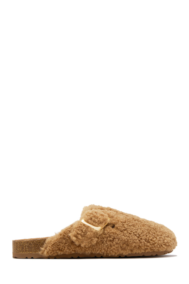 Load image into Gallery viewer, Teddy Plush Buckle Clog Mules - Tan