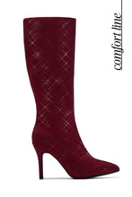 Load image into Gallery viewer, Sandra Rhinestone Knee High Boots - Wine